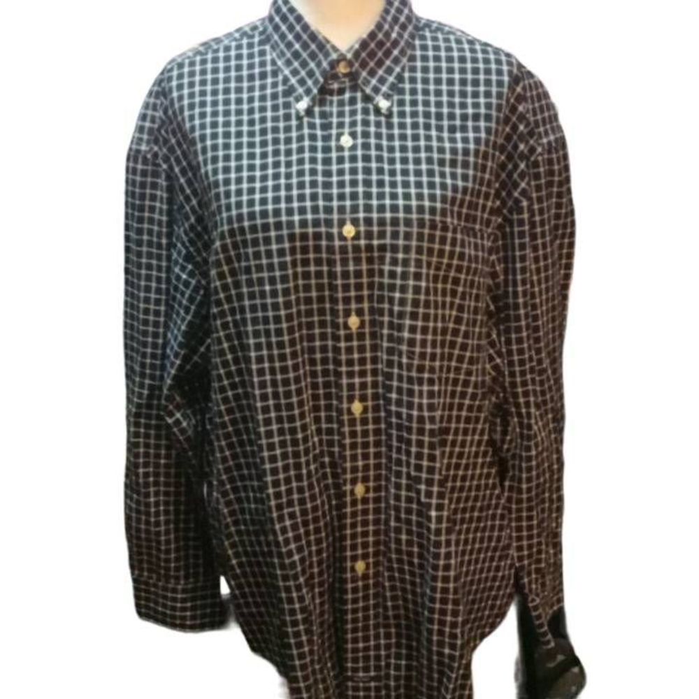 Nautica Blue White Squares Single‎ Pocket  Shirt Men's Size XL RN67835